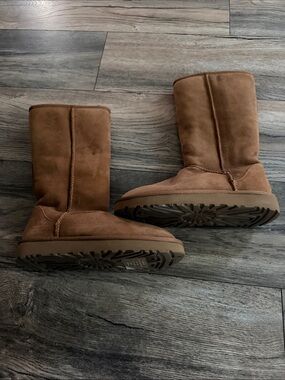 UGG Tall Chestnut Suede Shearling Boots